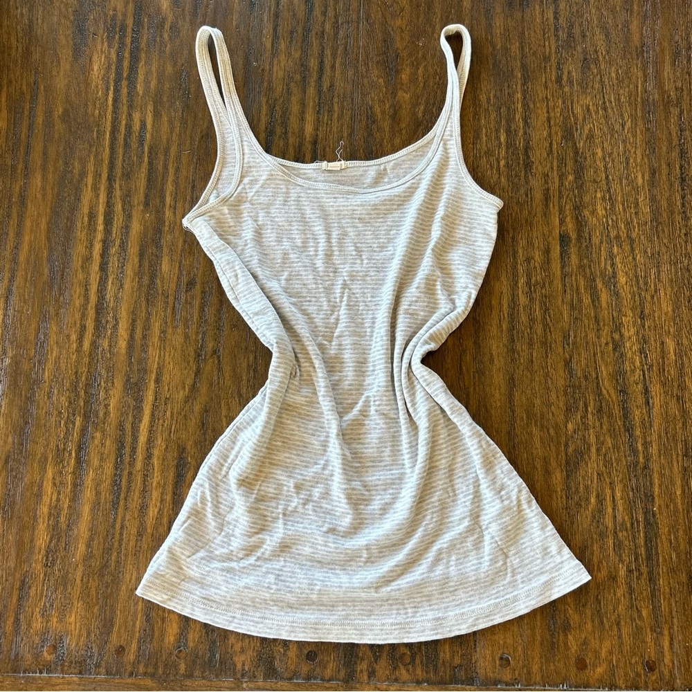 J. Crew Gray And White Striped Nautical Preppy Cotton Tank Top - Size S
